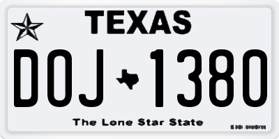 TX license plate DOJ1380