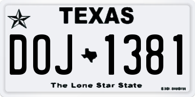TX license plate DOJ1381