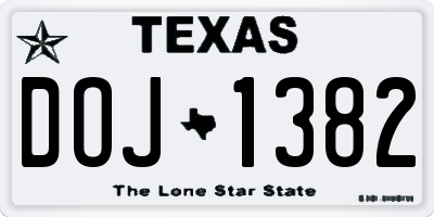 TX license plate DOJ1382