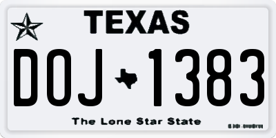 TX license plate DOJ1383