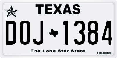 TX license plate DOJ1384