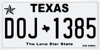 TX license plate DOJ1385