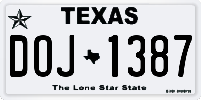 TX license plate DOJ1387