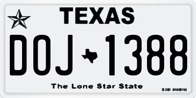 TX license plate DOJ1388