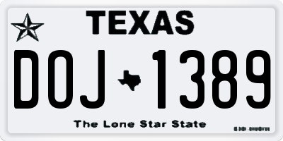 TX license plate DOJ1389