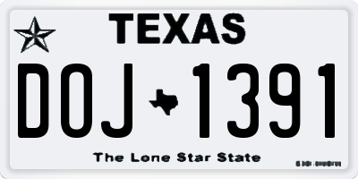 TX license plate DOJ1391