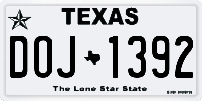 TX license plate DOJ1392