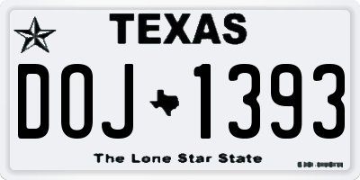 TX license plate DOJ1393