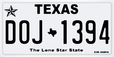 TX license plate DOJ1394