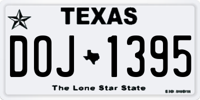 TX license plate DOJ1395