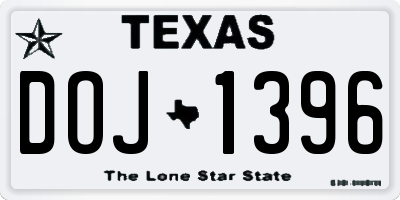 TX license plate DOJ1396