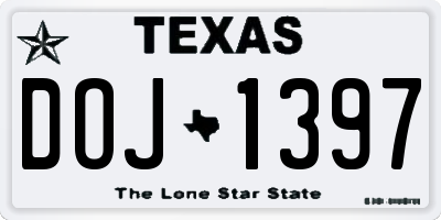TX license plate DOJ1397