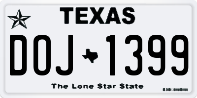 TX license plate DOJ1399