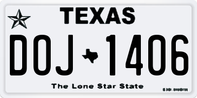 TX license plate DOJ1406