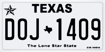 TX license plate DOJ1409