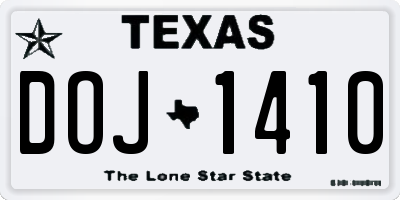TX license plate DOJ1410