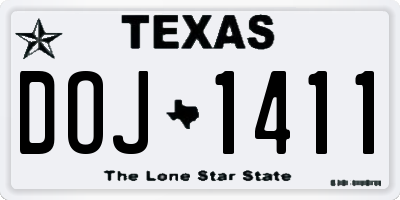 TX license plate DOJ1411
