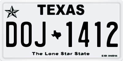 TX license plate DOJ1412