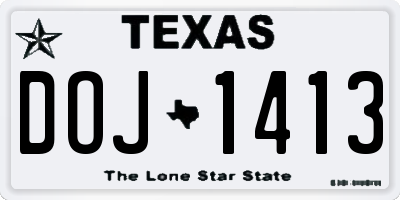 TX license plate DOJ1413