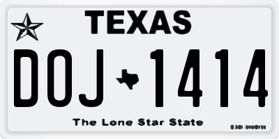 TX license plate DOJ1414