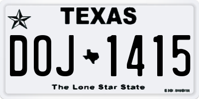 TX license plate DOJ1415