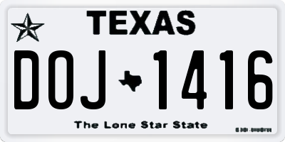 TX license plate DOJ1416