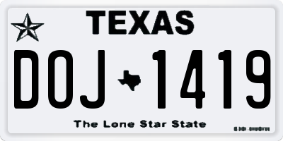 TX license plate DOJ1419