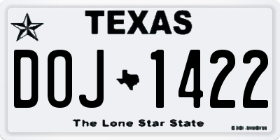 TX license plate DOJ1422