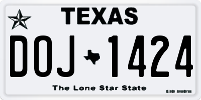 TX license plate DOJ1424