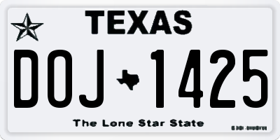 TX license plate DOJ1425