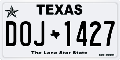 TX license plate DOJ1427