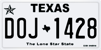 TX license plate DOJ1428
