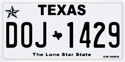 TX license plate DOJ1429