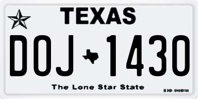 TX license plate DOJ1430