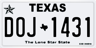 TX license plate DOJ1431