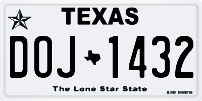 TX license plate DOJ1432