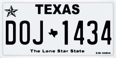 TX license plate DOJ1434