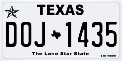 TX license plate DOJ1435