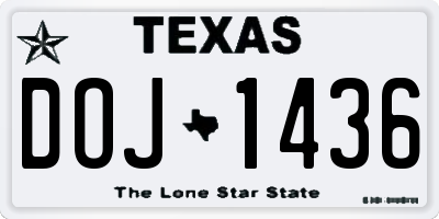 TX license plate DOJ1436