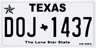 TX license plate DOJ1437