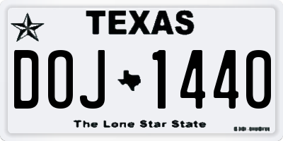 TX license plate DOJ1440