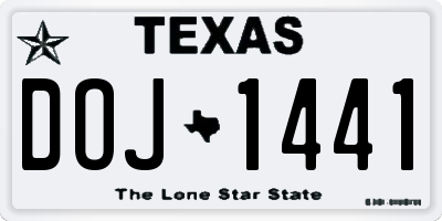 TX license plate DOJ1441