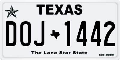 TX license plate DOJ1442
