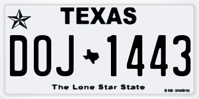 TX license plate DOJ1443