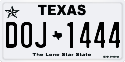 TX license plate DOJ1444