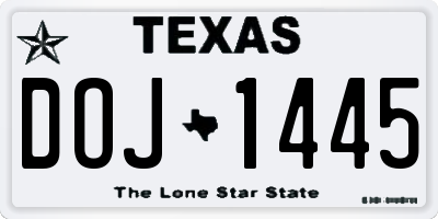TX license plate DOJ1445