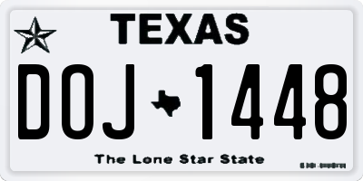 TX license plate DOJ1448