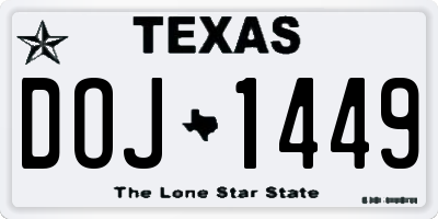 TX license plate DOJ1449