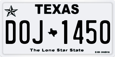 TX license plate DOJ1450