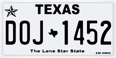 TX license plate DOJ1452